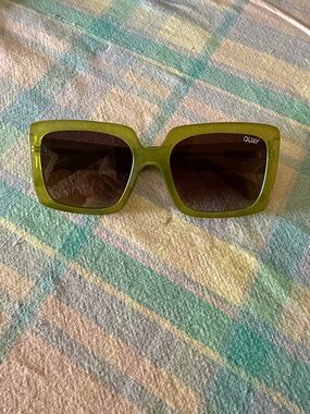 Quay Australia Olive Tone Square Sunglasses with Dark Lenses